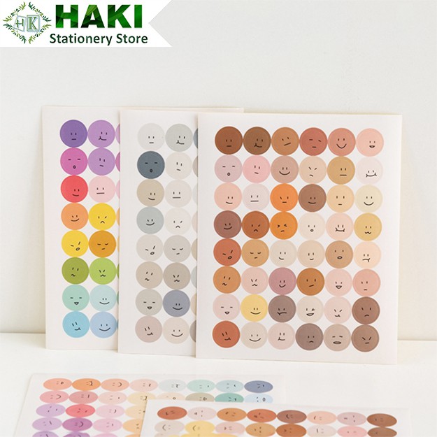 Sticker cute hình mặt cười HAKI dễ thương, hình dán sticker hàn quốc trang trí sổ đáng yêu giá rẻ ST03