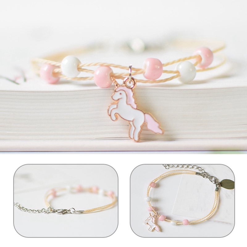 Vòng Tay Dây Bện Mặt Hình Ngựa Một Sừng Dễ Thương