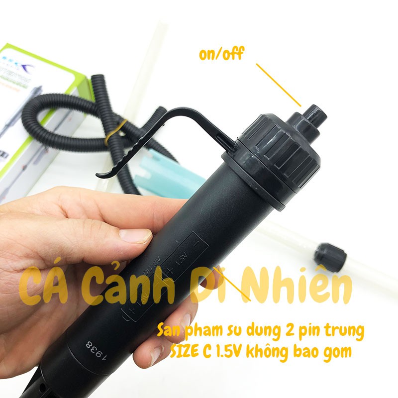 Máy hút cặn cây hút phân vệ sinh và thay nước hồ cá dùng pin