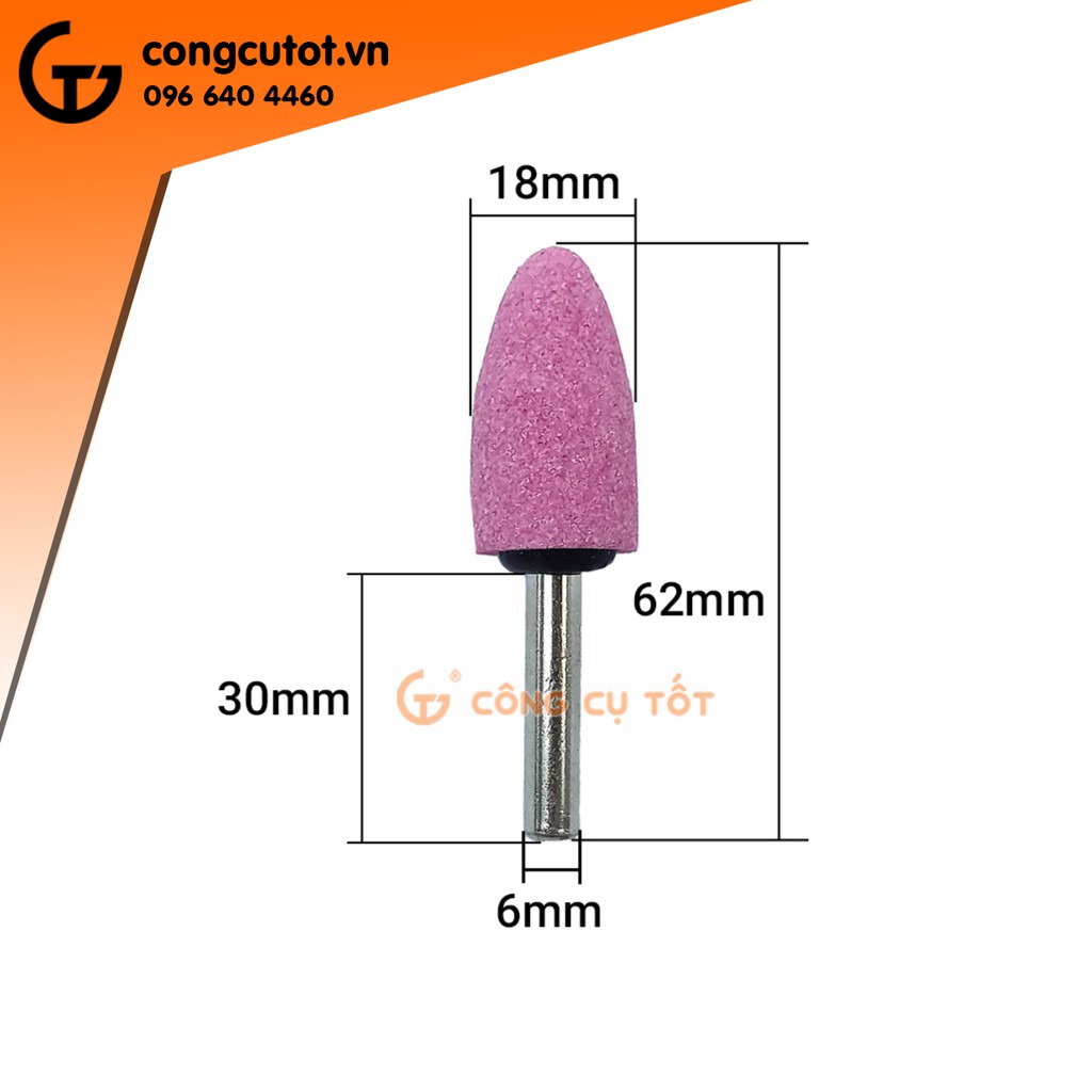 Bộ 5 Mũi đá mài Corundum hồng trục cốt 6 ly cơ bản