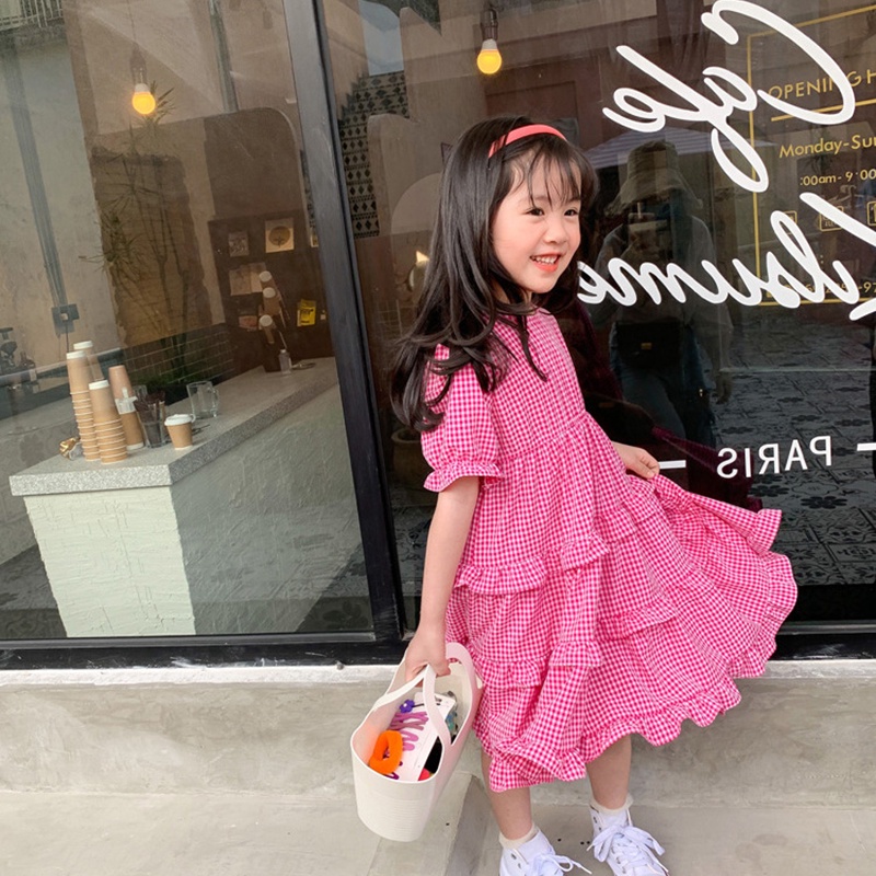 BEAR LEADER Đầm Công Chúa Chất Liệu Cotton Phối Lưới Thời Trang Mùa Hè Thu Cho Bé Gái