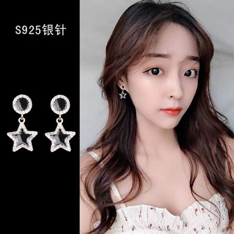Bông tai thời trang ngôi sao đen lấp lánh