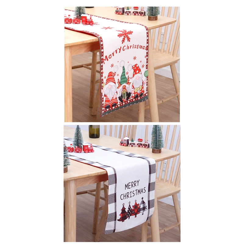 Khăn Trải Bàn Vải Lanh cotton Hai Lớp In Họa Tiết Giáng Sinh Trang Trí Bàn Ăn