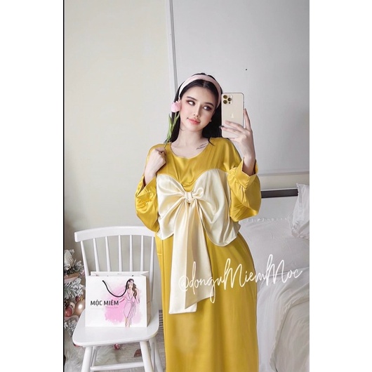 Váy ngủ lụa công chúa nơ bự chà bá E003