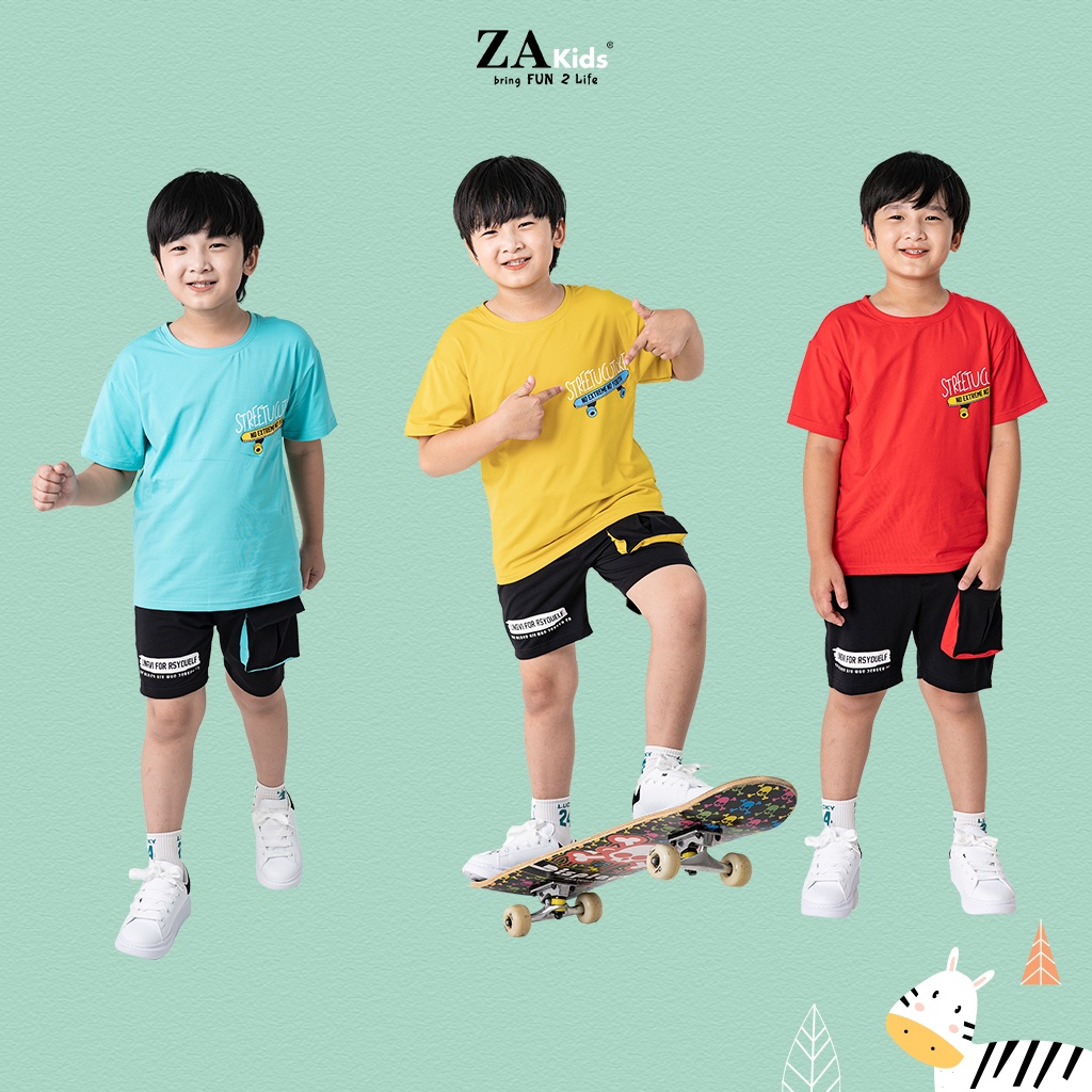 Bộ Quần Áo Thun Ngắn Tay Bé Trai (6-9 Tuổi) Zakids 21073T/ZA22014TN