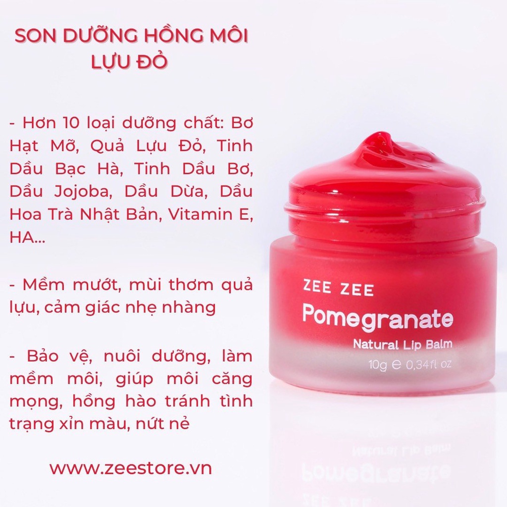 Mặt nạ ngủ dưỡng hồng chống thâm nứt môi chiết xuất lựu đỏ ZEE ZEE 10g