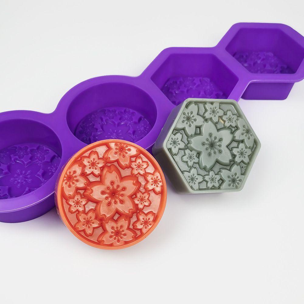 Khuôn Silicone Làm Xà Phòng 4 Ngăn Tạo Hình Hoa 3D Phong Cách Vintage