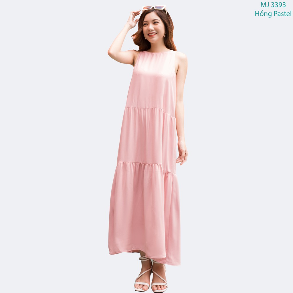 Đầm Maxi Nữ Vải Lụa Trơn 4 Màu 46-64 kg - MEEJENA - 3393 | BigBuy360 - bigbuy360.vn