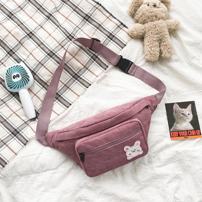 Túi Đeo Chéo Ngực / Thắt Lưng Bằng Vải Nhung Có Khóa Kéo Hình Gấu Dễ Thương Thời Trang Dành Cho Bạn