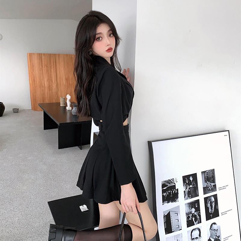 ℗☢☈Áo khoác màu đen thiết kế đan chéo thời trang cho nữ | BigBuy360 - bigbuy360.vn