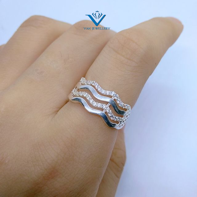Nhẫn bạc nhẫn sóng bản to hàng cao cấp_ Van jw