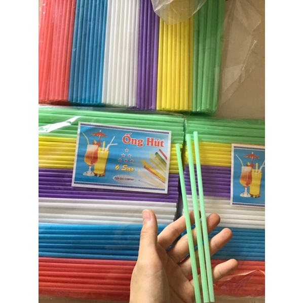 Ống hút nhựa dài 20cm 6 màu bịch 200 ống