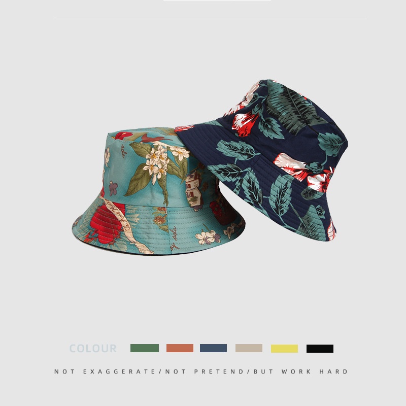 Nón Bucket Chống Nắng Vành Rộng Bằng Vải Cotton In Họa Tiết Hoa Phong Cách Mới Dành Cho Nam Nữ
