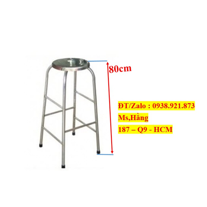 Ghế Inox Tròn Cao 80cm
