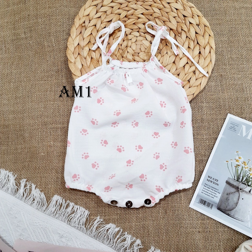 Đồ bộ bé gái từ 4-14kg vải xô muslin QATE757 - Đồ bộ cho bé gái quần áo 2 dây QATE908