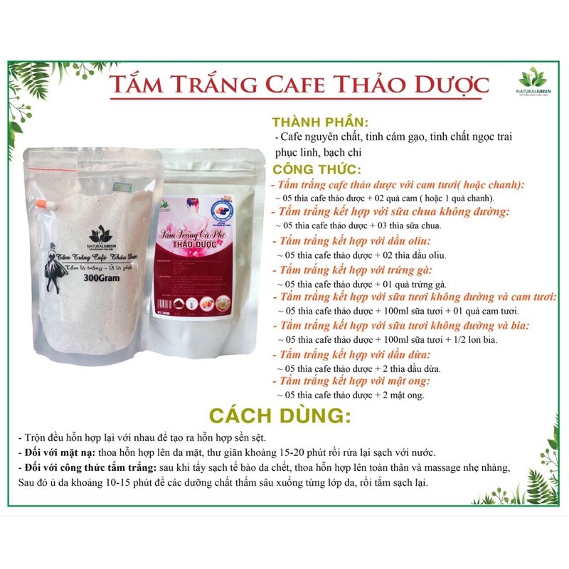 GÓI TẮM TRẮNG/Ủ TRẮNG CAFE THẢO DƯỢC 100gr