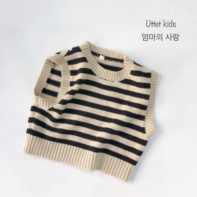[Ảnh thật] ÁO GILE LEN SỌC HÀN QUỐC DÀNH CHO BÉ GÁI VÀ BÉ TRAI TỪ 1-6T SIZE 80 ĐẾN 120