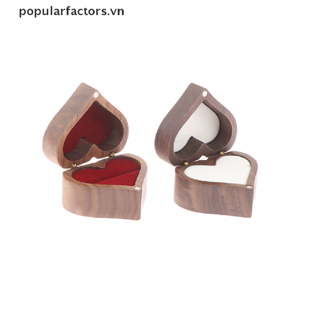 Hộp Đựng Nhẫn Cưới Hình Trái Tim Bằng Gỗ Ốp