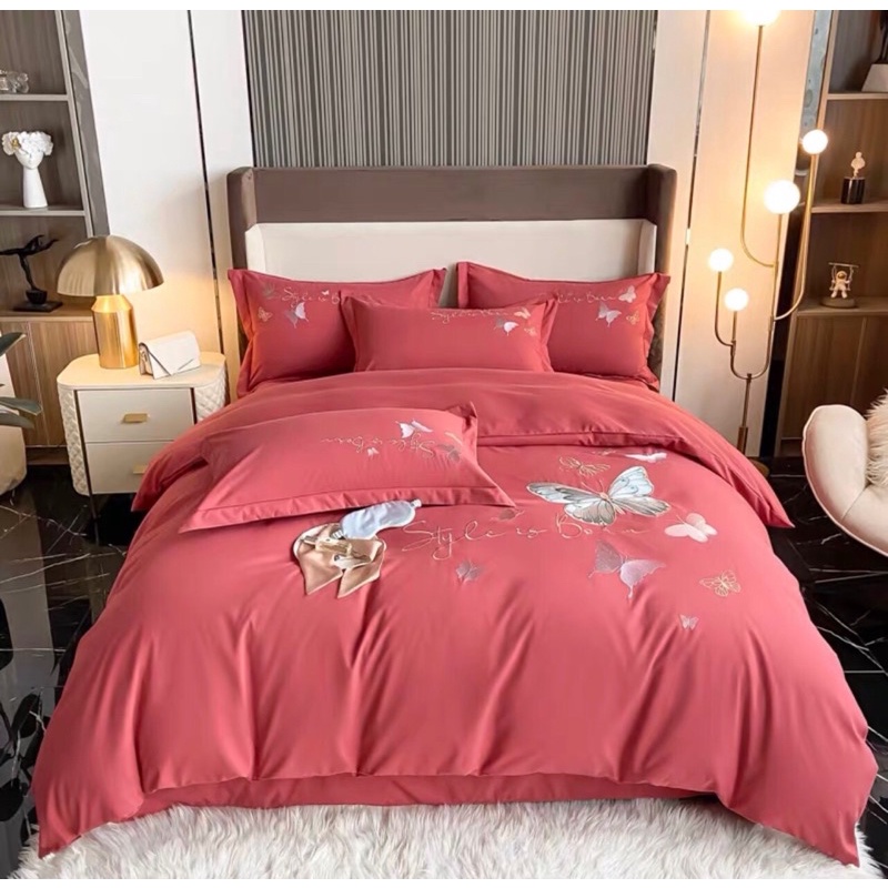 BỘ CHĂN GA GỐI COTTON SATEEN MỀM MỊN THOÁNG MÁT, SÉT 4 MÓN VỎ CHĂN GA VÀ VỎ GỐI COTTON THÊU SẮC NÉT