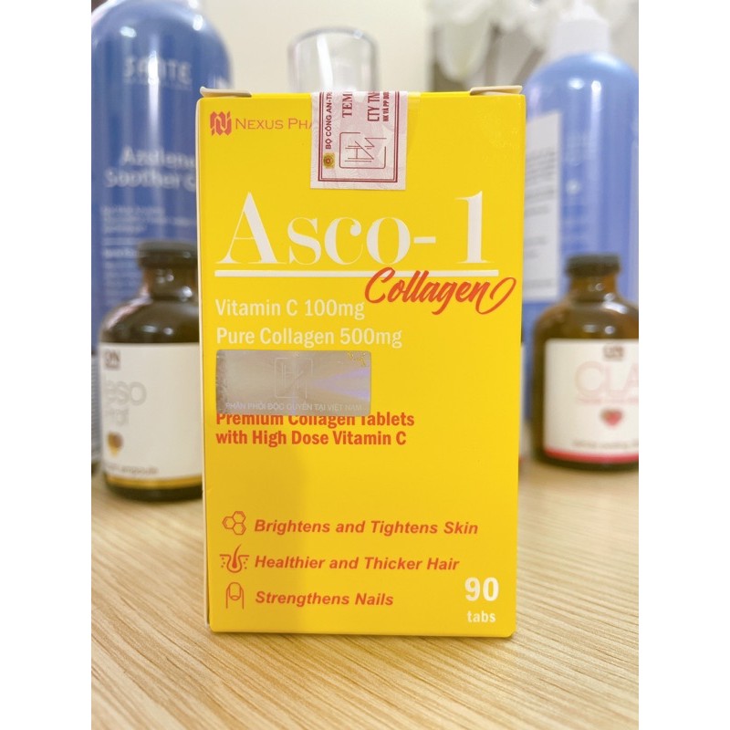 Viên uống Asco- 1 Collagen 90 viên Vitamin C 100mg Pure Collagen 500mg