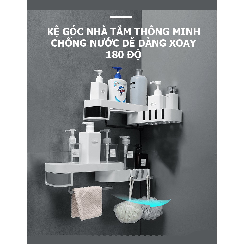 Kệ góc nhà tắm thông minh chống nước dễ dàng xoay 180 độ HD00023