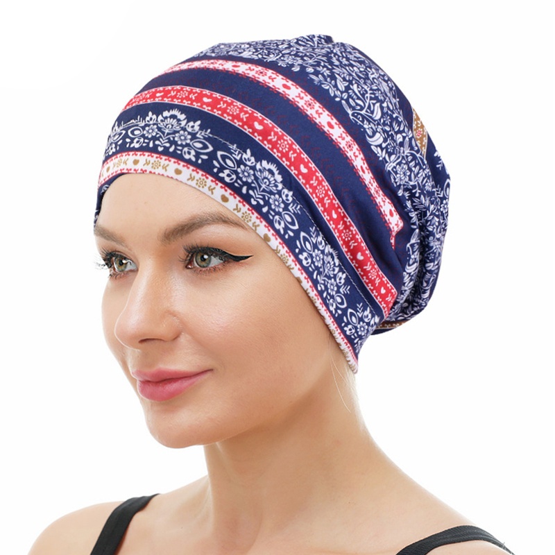 Khăn Choàng Đầu Hai Lớp Mềm Mại Thắt Nút Hoa Châu Phi Màu Đen Phong Cách Bohemia Hợp Thời Trang Cho Nữ