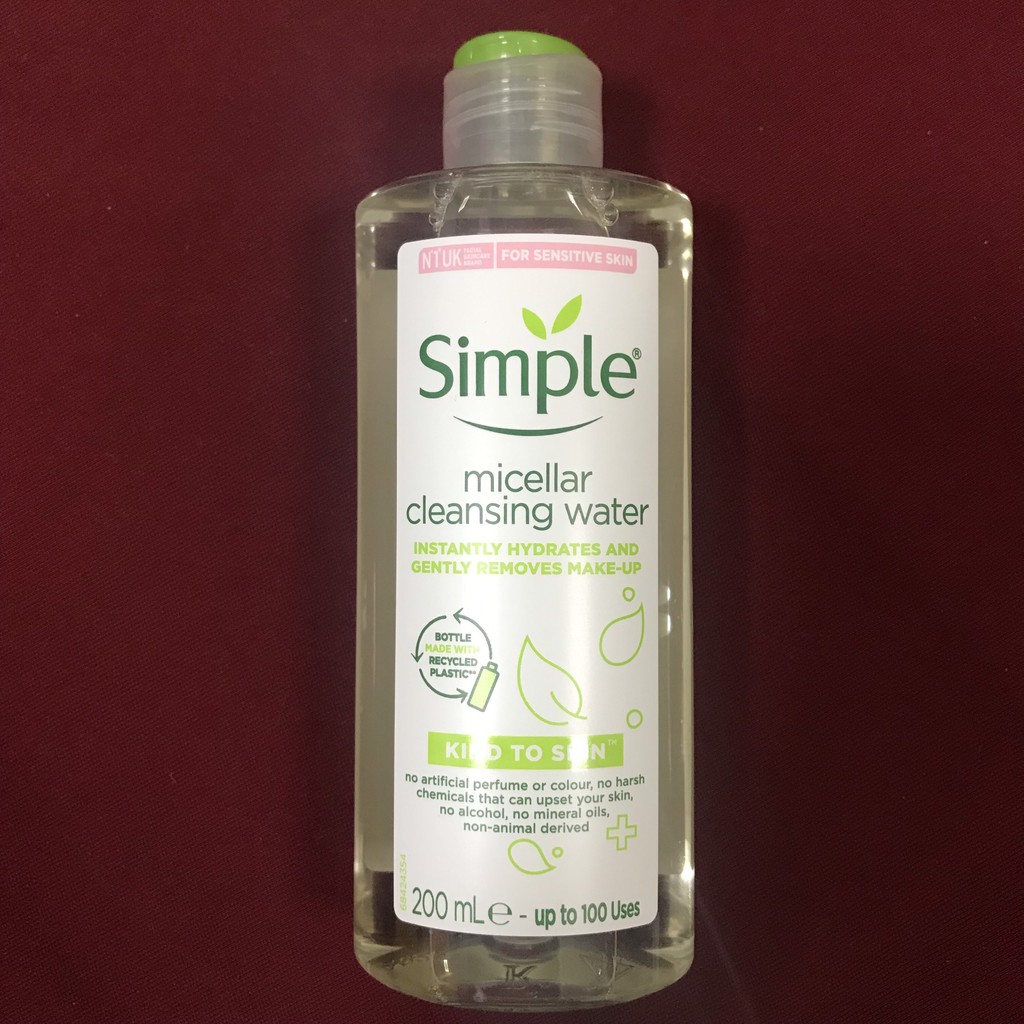 [ĐẠI LÝ CHÍNH HÃNG] Nước Tẩy Trang Không Cồn Simple Kind To Skin Micellar Water Ba Lan 200ml