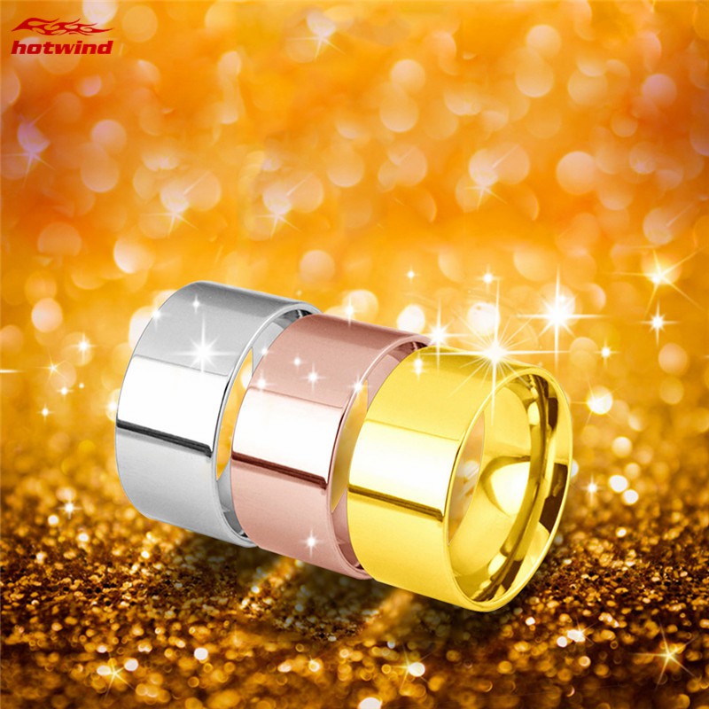 Nhẫn trơn thiết kế đơn giản 3 màu vàng/bạc/vàng hồng thời trang dành cho nam 10mm