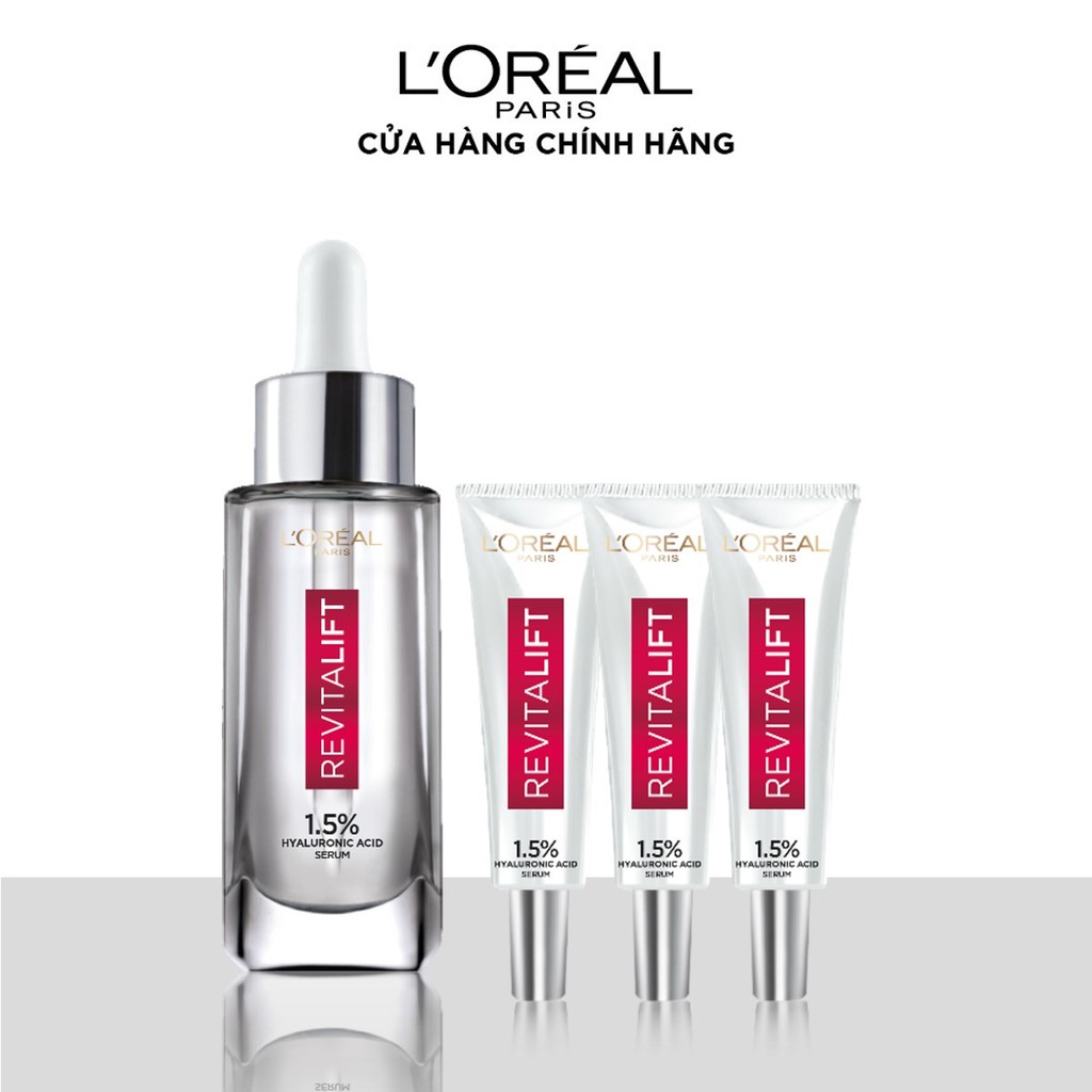 Bộ Serum 30ml và 3 Serum 7.5ml Revitalift Pure Hyaluonic Acid 1.5% L'Oreal Paris