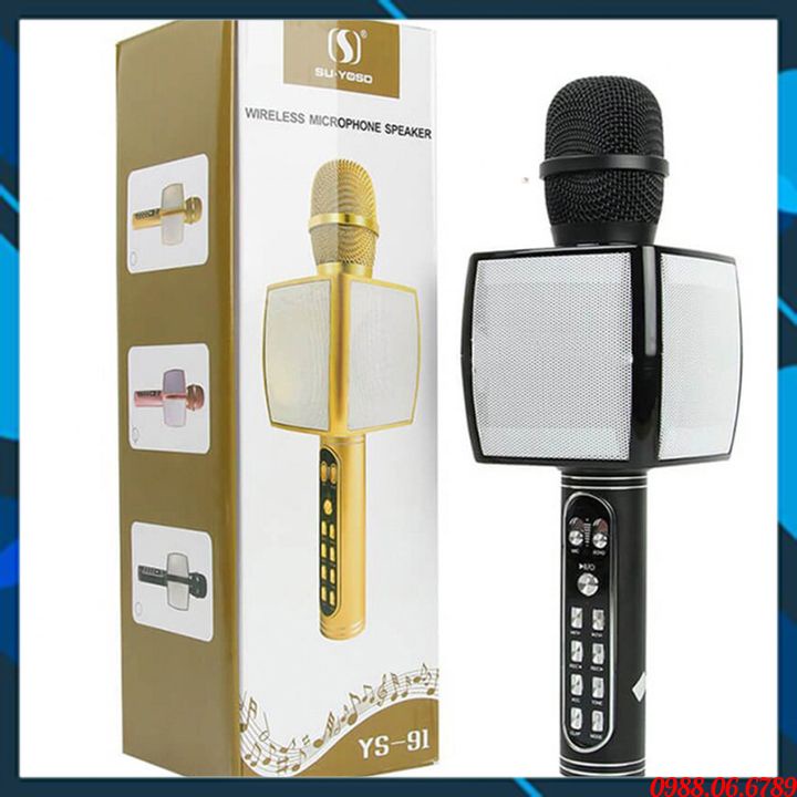 Míc Karaoke Cao Cấp YS91⚡FREE SHIP⚡có Nút ghi âm, phát đoạn đã ghi âm - Nút chỉnh Tone để giả giọng - có Hiệu ứng vỗ tay