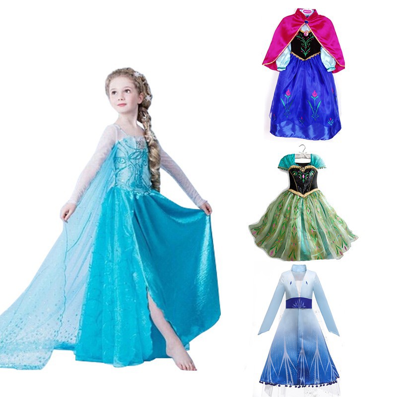 Kids Girls Dress Elsa Anna Party Costume Princess Fancy Dresses 