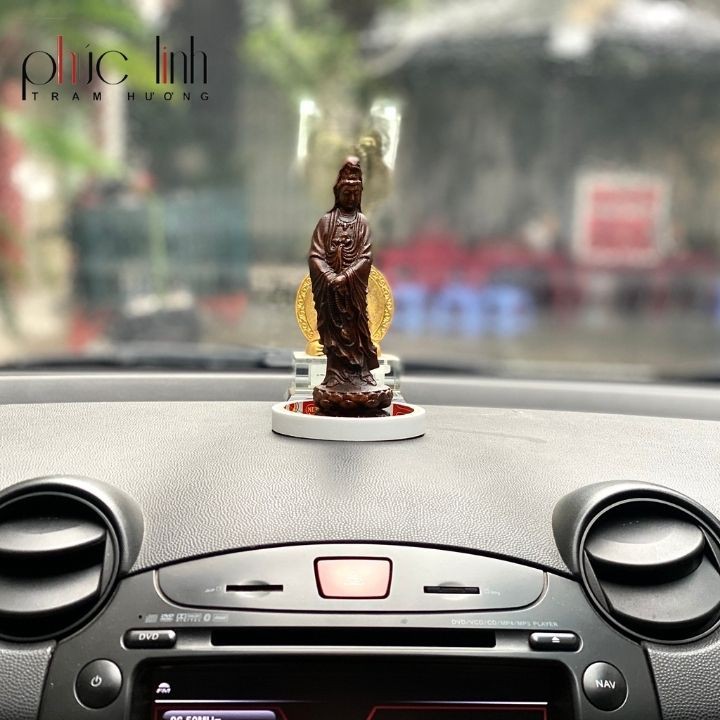 Tượng Phật Quan Âm Để Xe ô tô Gỗ Trầm Hương