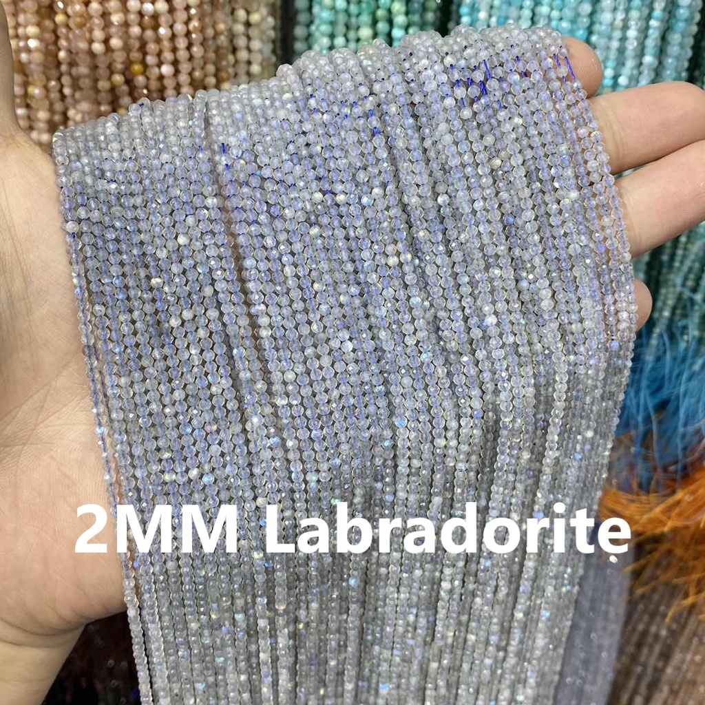 Chuỗi Hạt Đá labradorite Tự Nhiên 2mm 3mm 4mm Làm Trang Sức 15 "