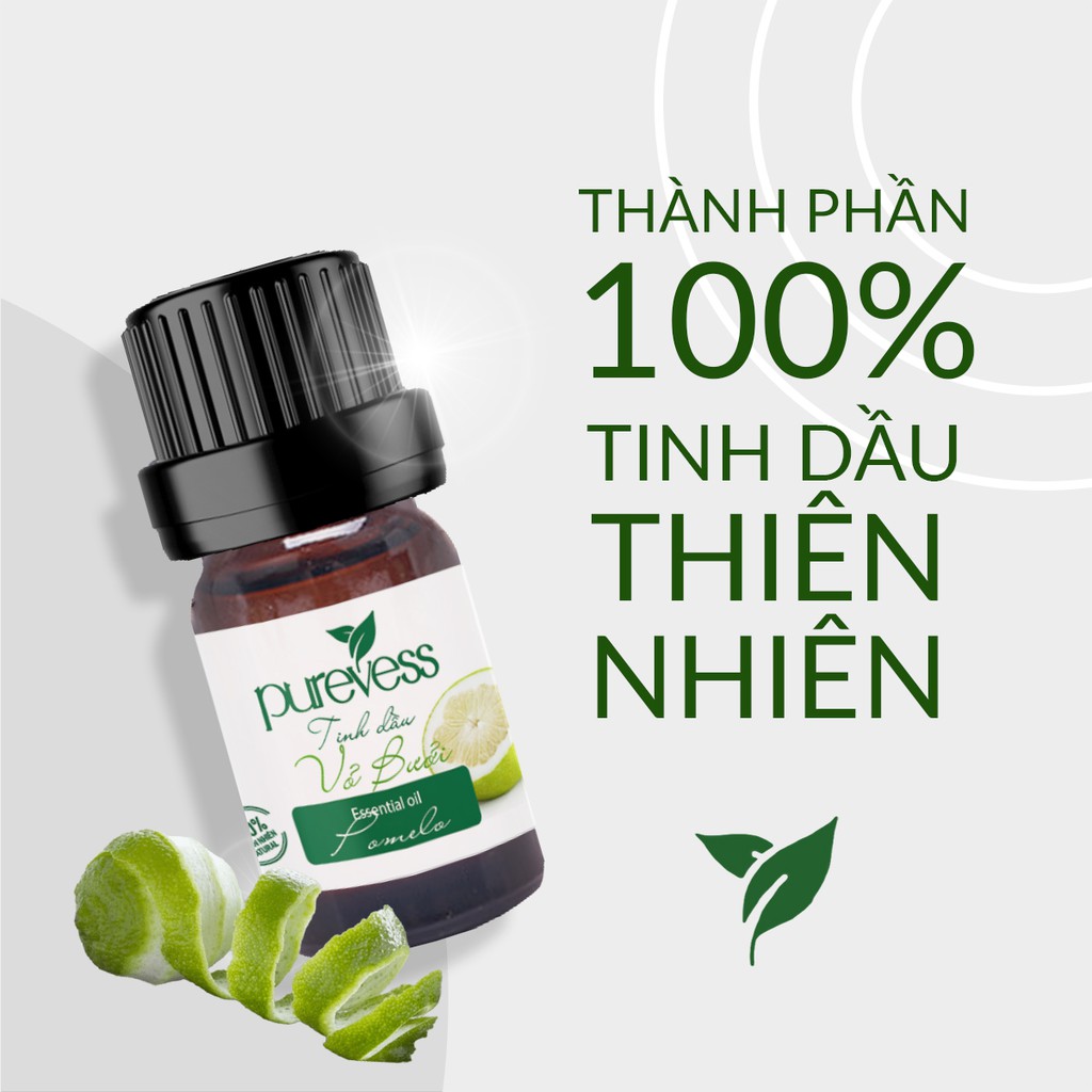 Tinh dầu Vỏ Bưởi Purevess 50ml giúp thư giãn giảm tóc gẫy rụng giúp tóc chắc khỏe và bóng mượt