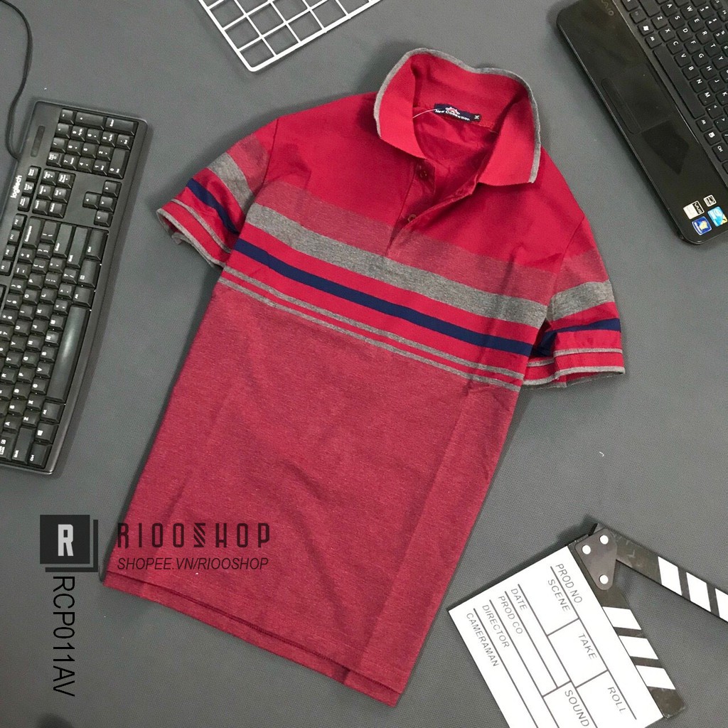 Áo polo nam sọc ngang form rộng chất cotton dày mịn NEW cực đẹp RCP011AV - áo thun nam trung niên Riooshop | BigBuy360 - bigbuy360.vn