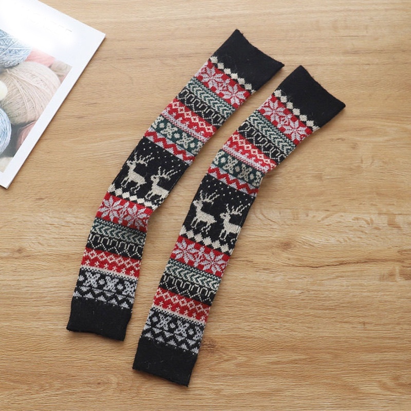 Tất Dệt Kim Giữ Ấm Chân Họa Tiết Bông Tuyết Xinh Xắn Cho Nữ