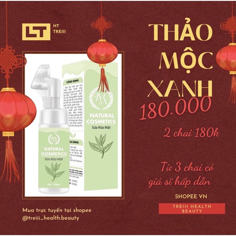 SỬA RỬA MẶT TẠO BỌT THẢO MỘC XANH MẪU MỚI