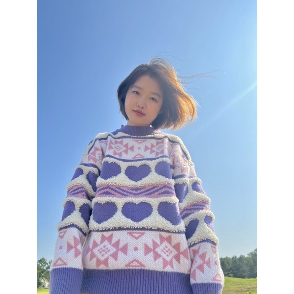 Áo len trái tim màu tím thuỷ chung ấm áp💜💜💜
