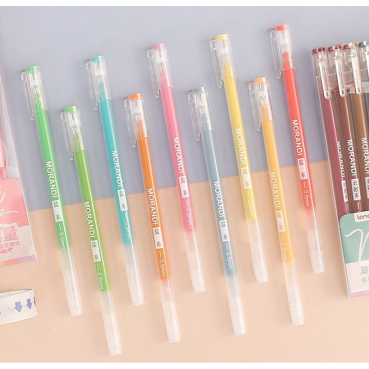 Bộ 9 Bút Gel Màu Đồ Dùng Học Tập Văn Phòng Phẩm Morandi H138