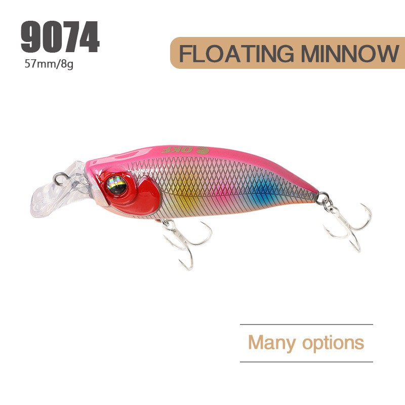 Crankbait Câu cá biển nông Mồi câu với 8 # Móc câu 57mm / 8g Mồi câu cá nước mặn nổi Minnow