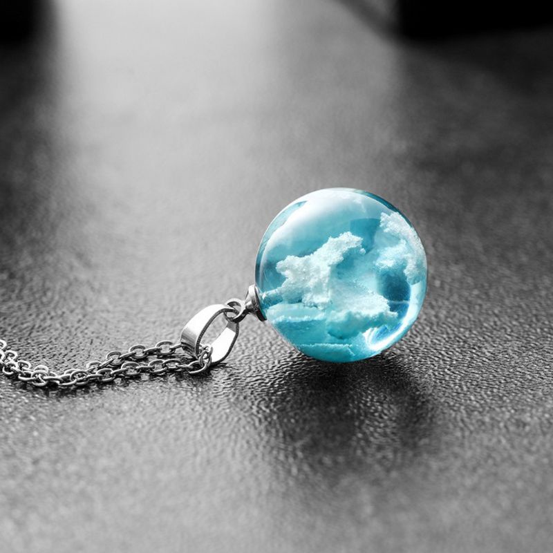 ✿ Vòng cổ Mặt Hình Đám Mây Xanh Phát Sáng Trong Đêm