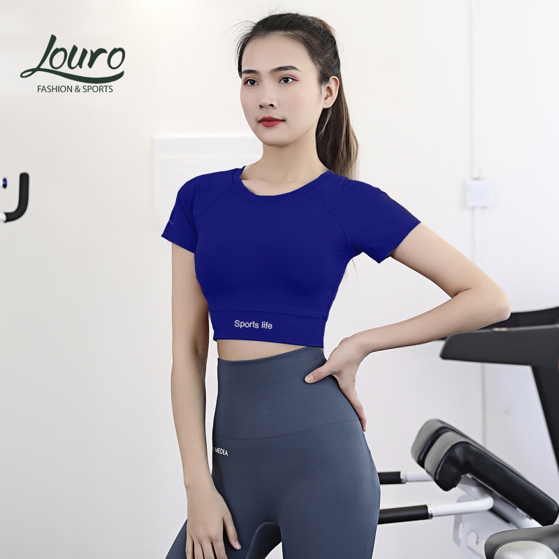 Áo tập gym, yoga nữ Louro LA57 kiểu áo croptop body dùng tập thể thao, gym, yoga, zumba, chất liệu siêu co giãn