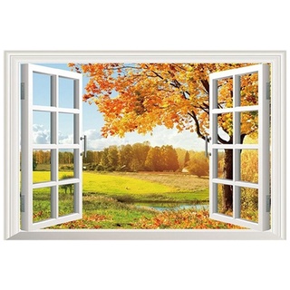 Tranh cửa sổ, tranh dán tường mở rộng không gian,tranh dán tường 3D KT LỚN,,CS04