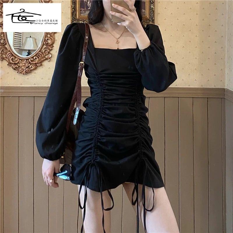 Đầm Dáng Ôm Xếp Ly Có Dây Buộc Thời Trang Hàn Quốc Chất Lượng Cao Hàng Mới