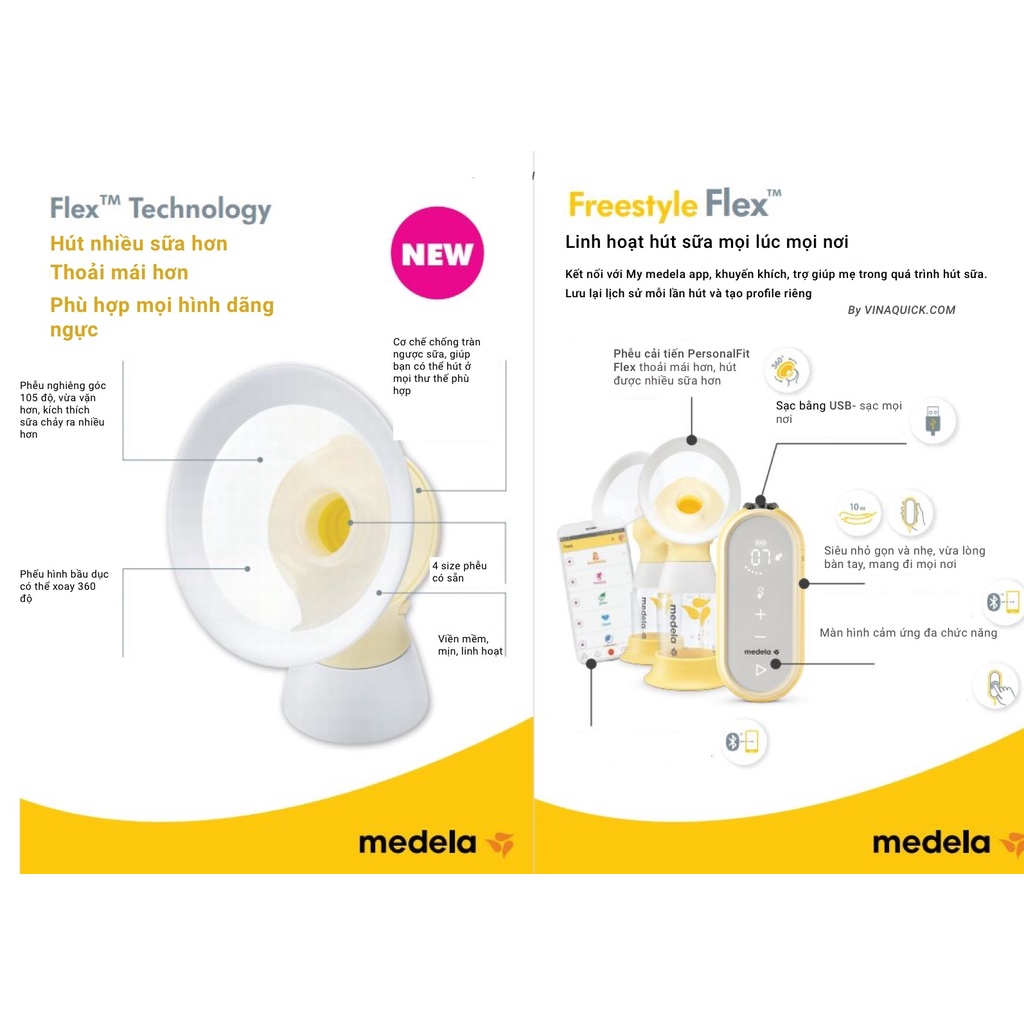 Máy hút sữa điện đôi Medela Freetstyle Flex, máy vắt sữa tự động cho mẹ - Monnie Kids