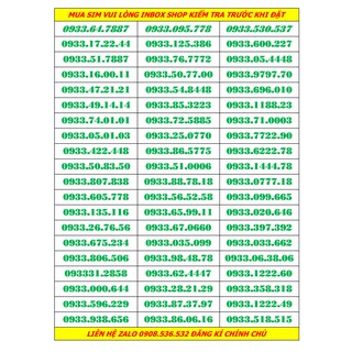 sim số đẹp mobi đầu 0933 giá bình dân