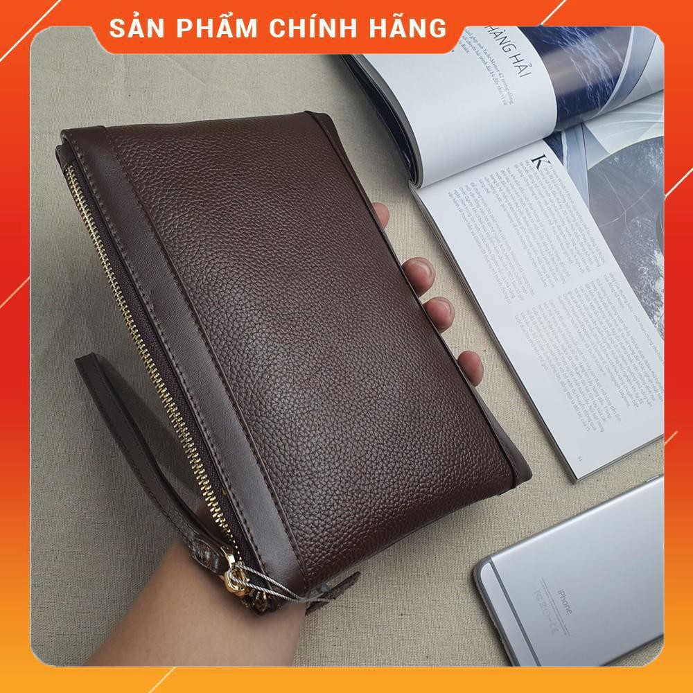 [Handmade] Ví cầm tay Clutch nam cao cấp da bò vân mill màu Đen/Nâu kích thước (24x17cm) - CL127 Bảo Hành 12 Tháng