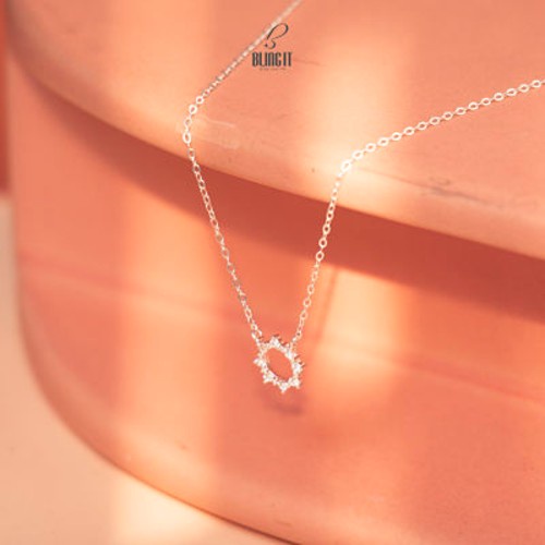 Dây Chuyền Bạc 925 Nữ BLING IT Mặt Tròn Đính Đá Cao Cấp - BIVC218