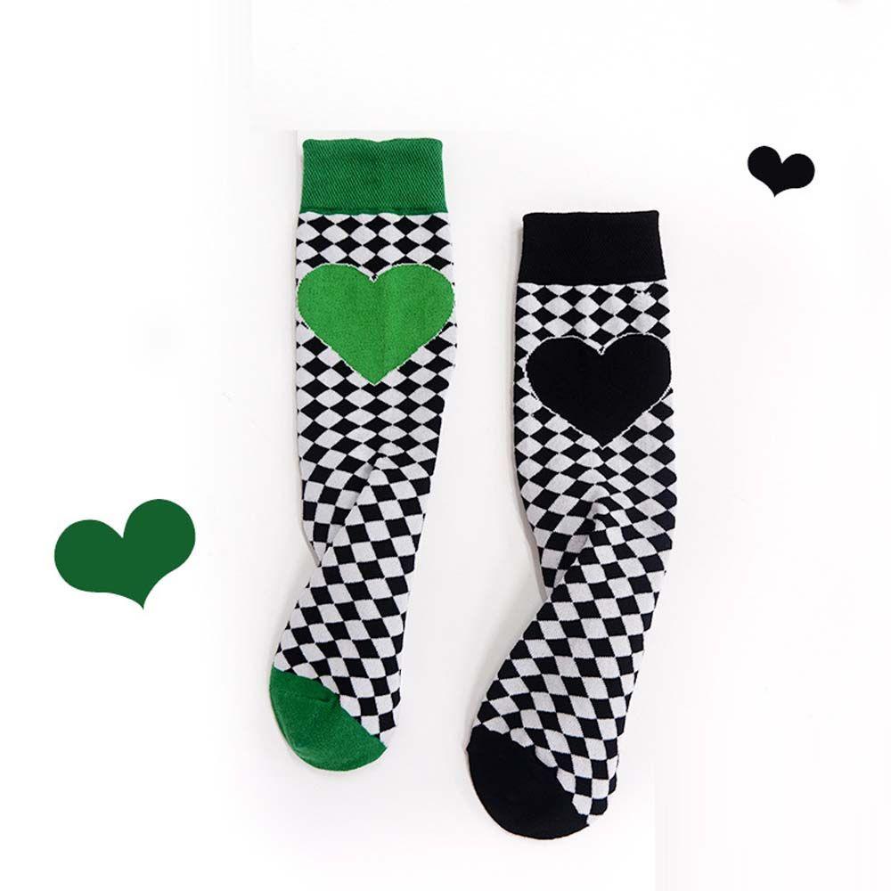 AROMA Đôi Vớ Thoáng Khí Thoải Mái Họa Tiết Kẻ Ô Vuông / Trái Tim Thời Trang Đường