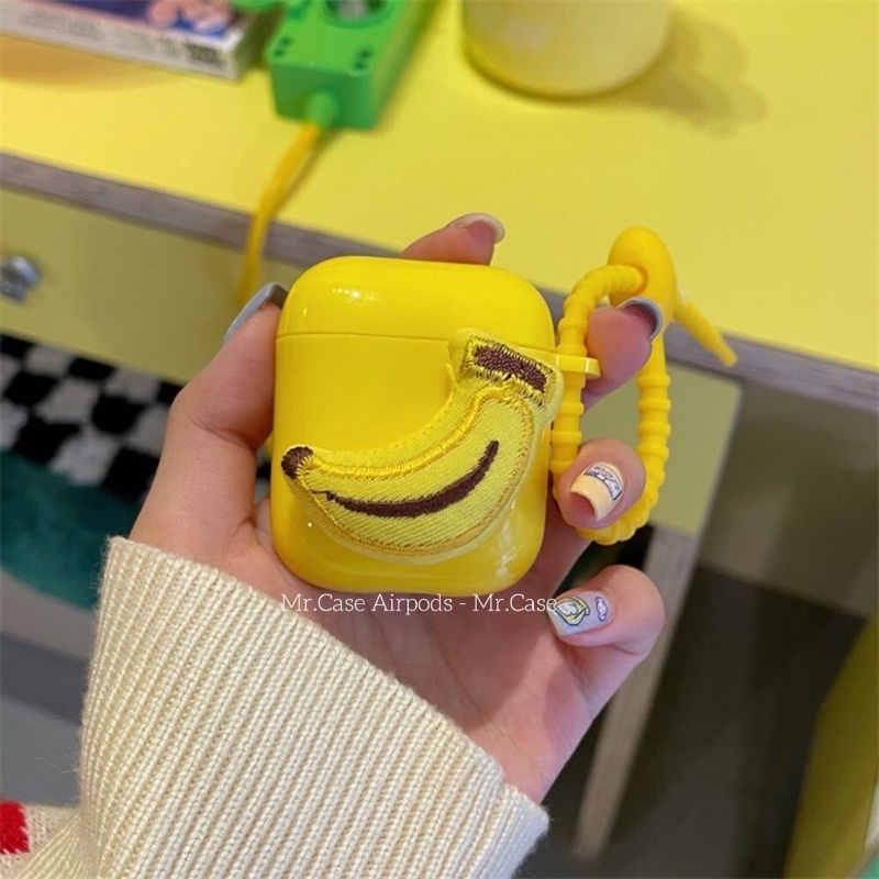 Case Airpods 1/2 Pro Vỏ Ốp Đựng Tai Nghe Hình Trái Chuối Vàng Silicon- Mr.Case Airpods